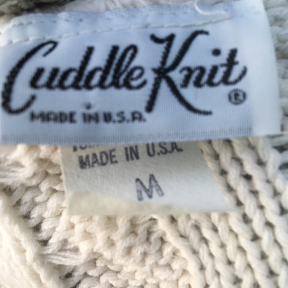 Vintage Cream Cable Knit Sweater Sz Medium - Picture 6 of 6